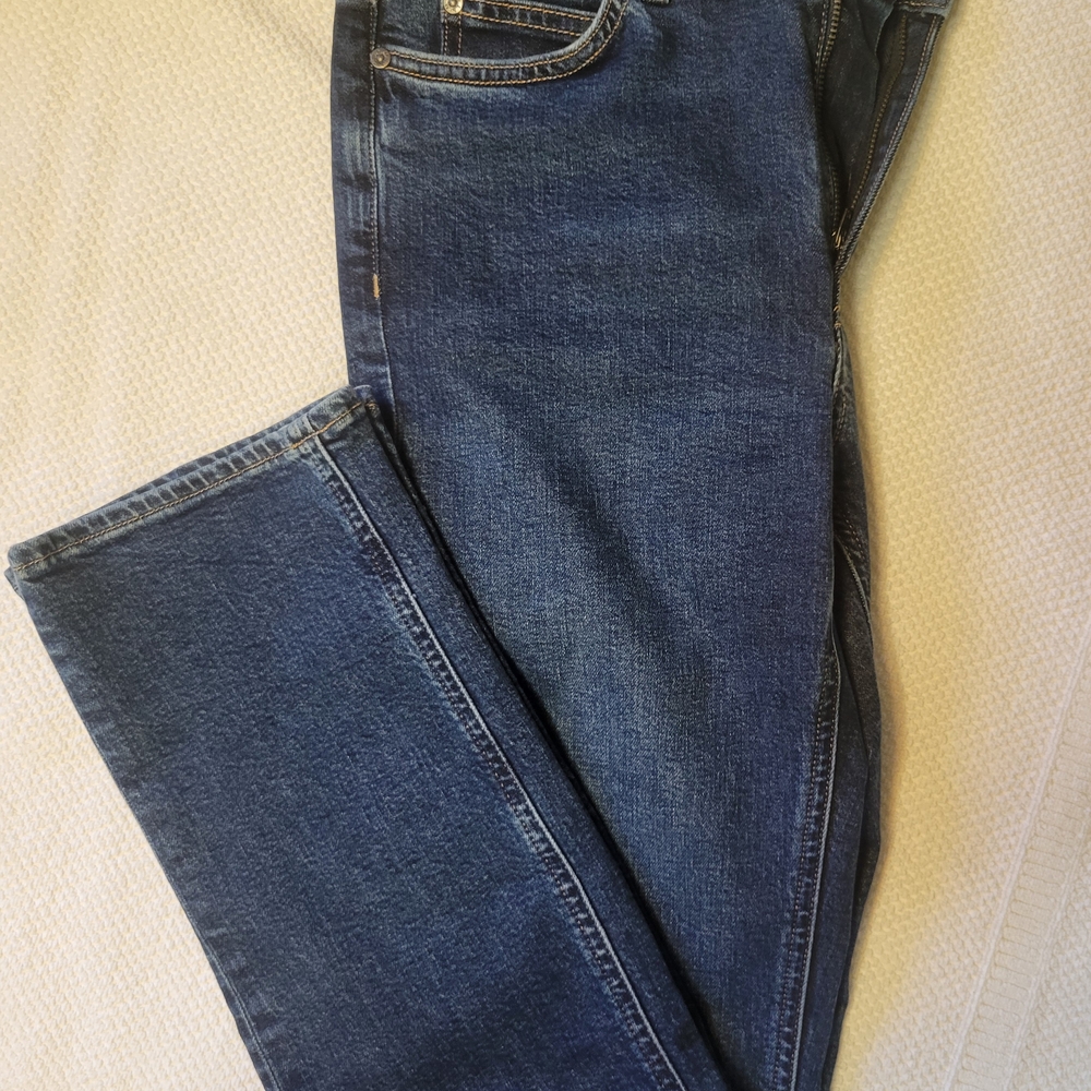 High Rise Blue Jeans with Straight Leg